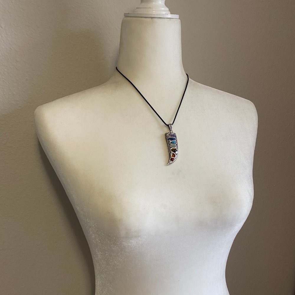 Silver Wand & 7 Chakra Stones Pendant - Picture 6 of 13
